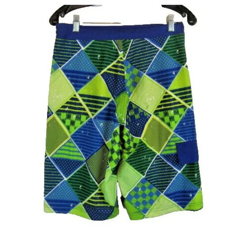 Youth Ocean Pacific Green/Blue Aloha Board Shorts sz YXXL(18)x12